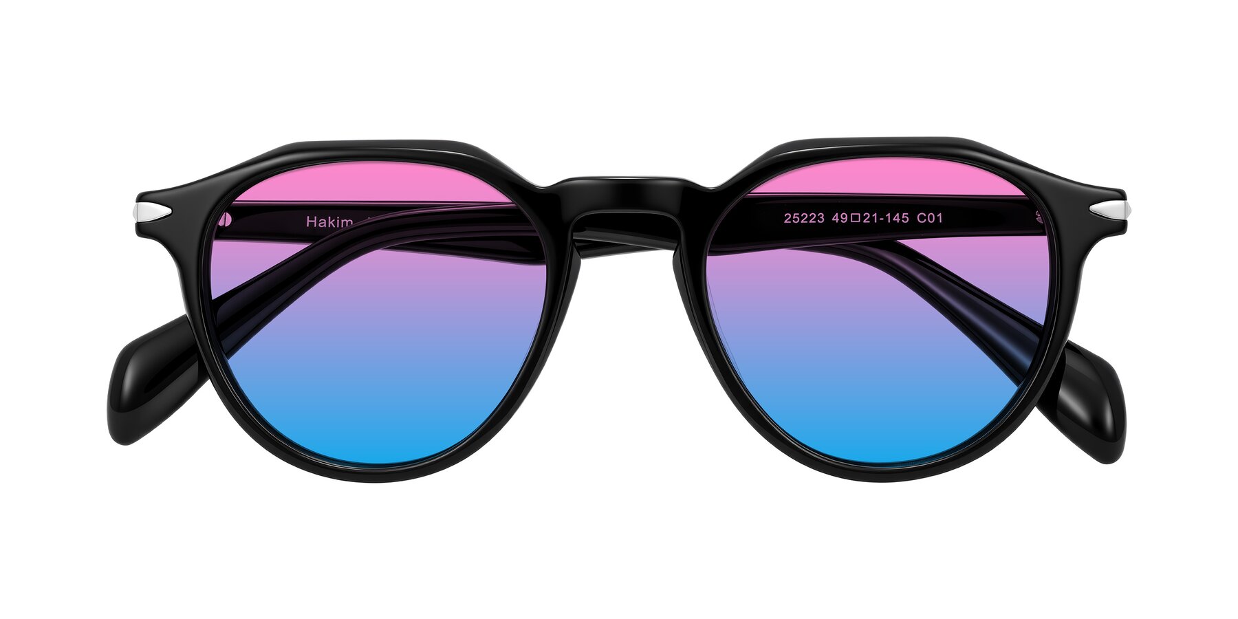 Folded Front of Hakim in Black with Pink / Blue Gradient Lenses