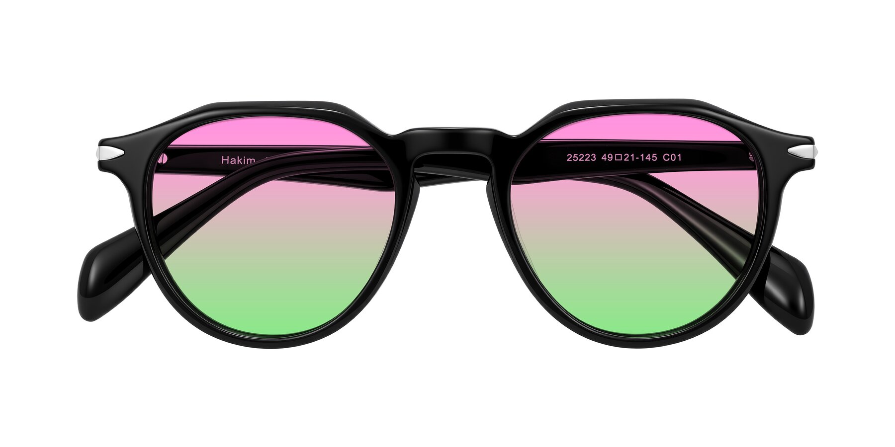 Folded Front of Hakim in Black with Pink / Green Gradient Lenses