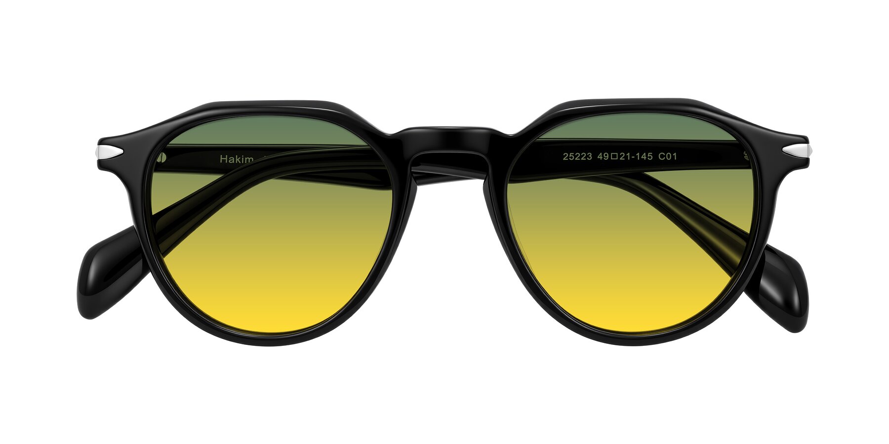 Folded Front of Hakim in Black with Green / Yellow Gradient Lenses