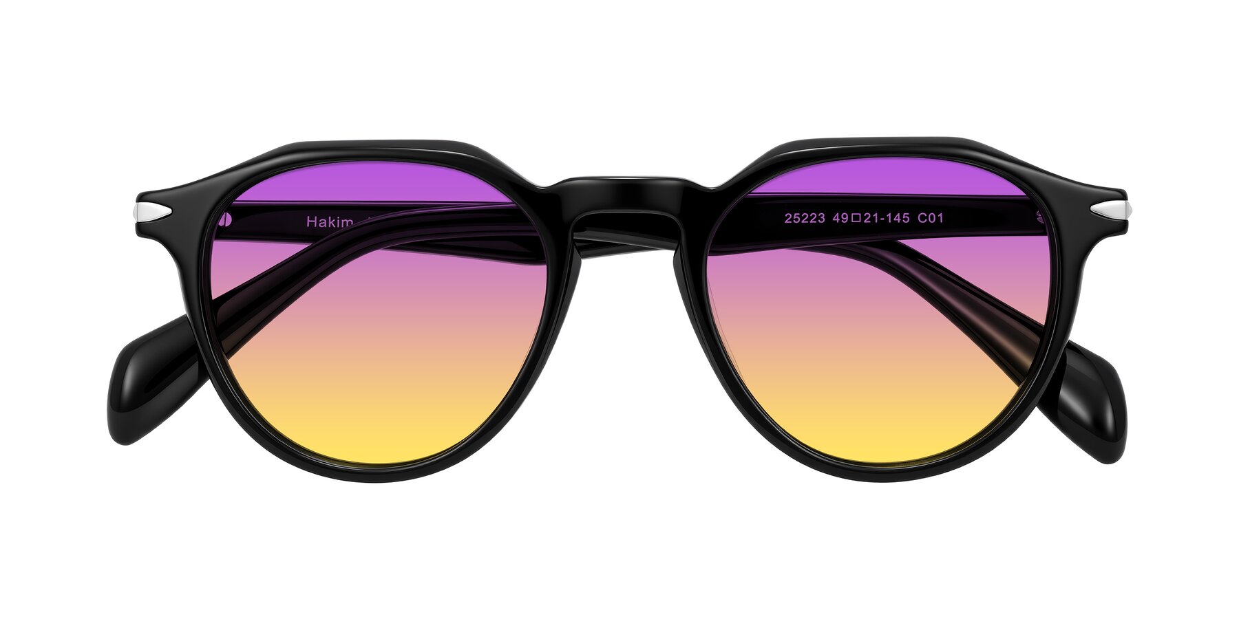 Folded Front of Hakim in Black with Purple / Yellow Gradient Lenses