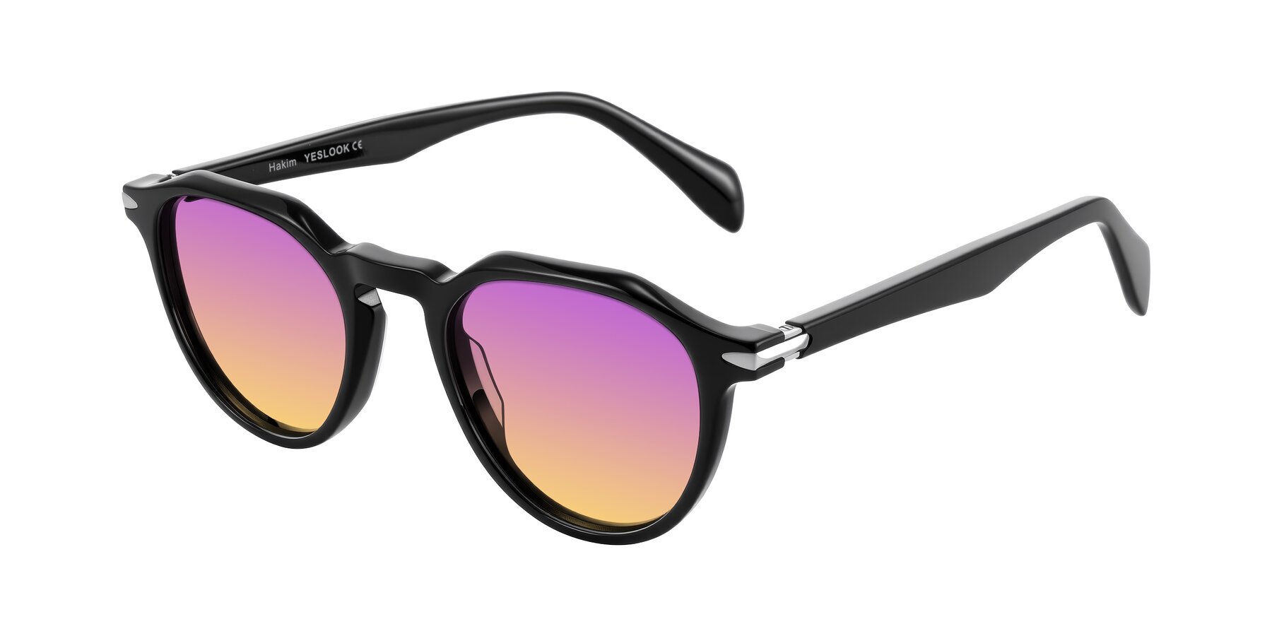 Angle of Hakim in Black with Purple / Yellow Gradient Lenses