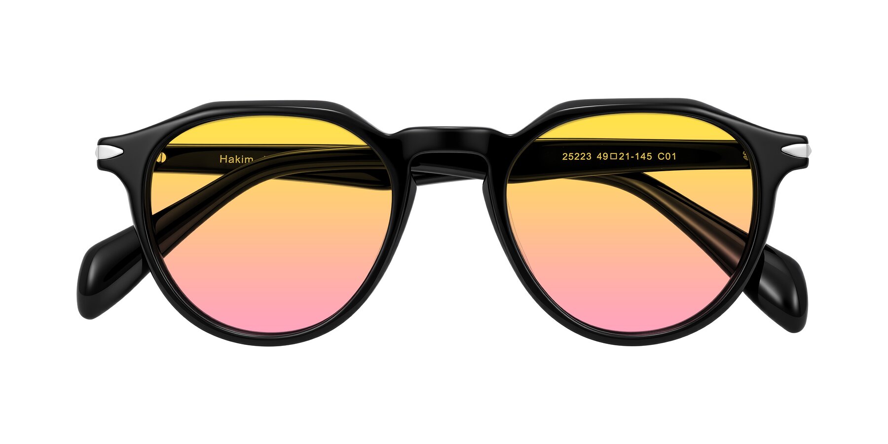 Folded Front of Hakim in Black with Yellow / Pink Gradient Lenses