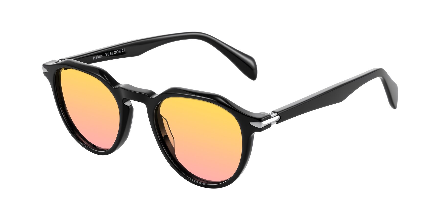 Angle of Hakim in Black with Yellow / Pink Gradient Lenses