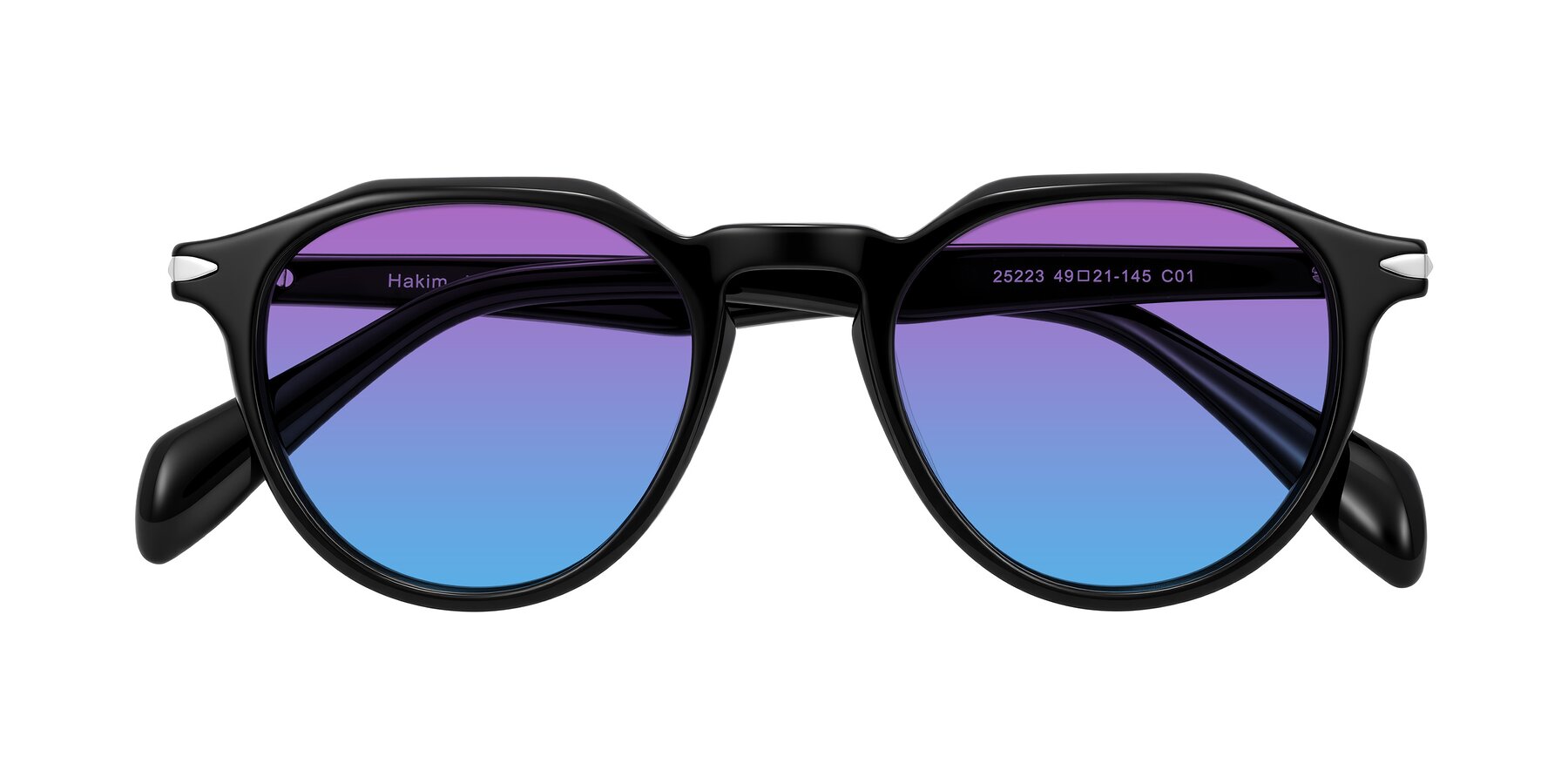 Folded Front of Hakim in Black with Purple / Blue Gradient Lenses