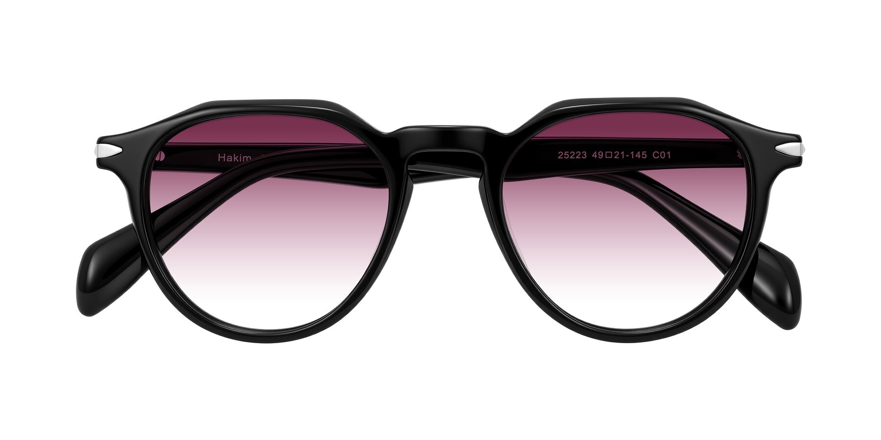 Folded Front of Hakim in Black with Wine Gradient Lenses