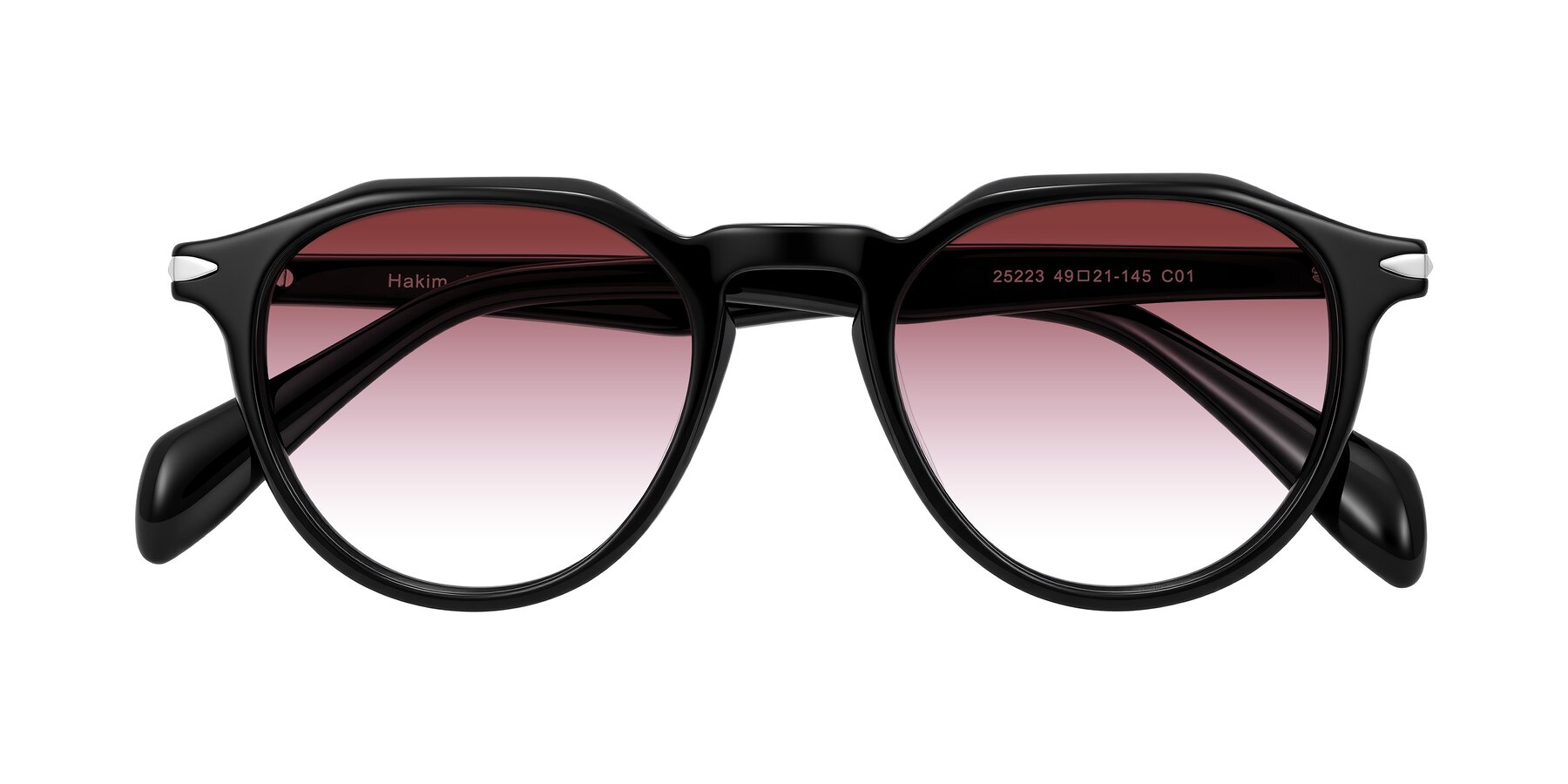 Folded Front of Hakim in Black with Garnet Gradient Lenses