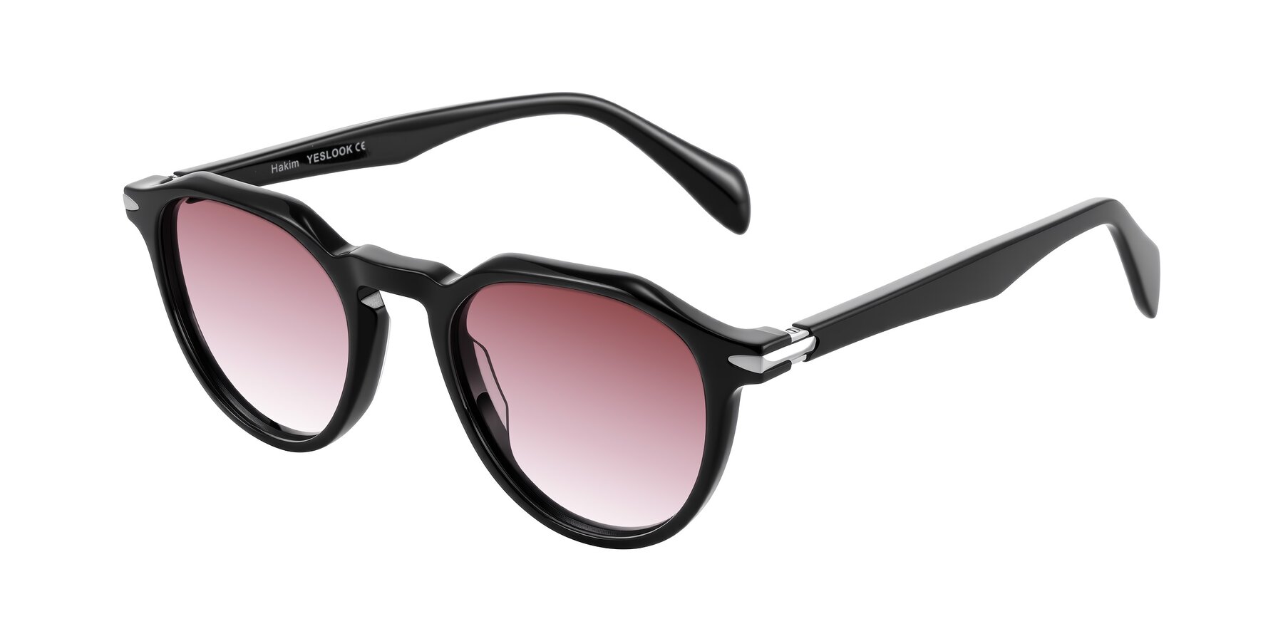 Angle of Hakim in Black with Garnet Gradient Lenses