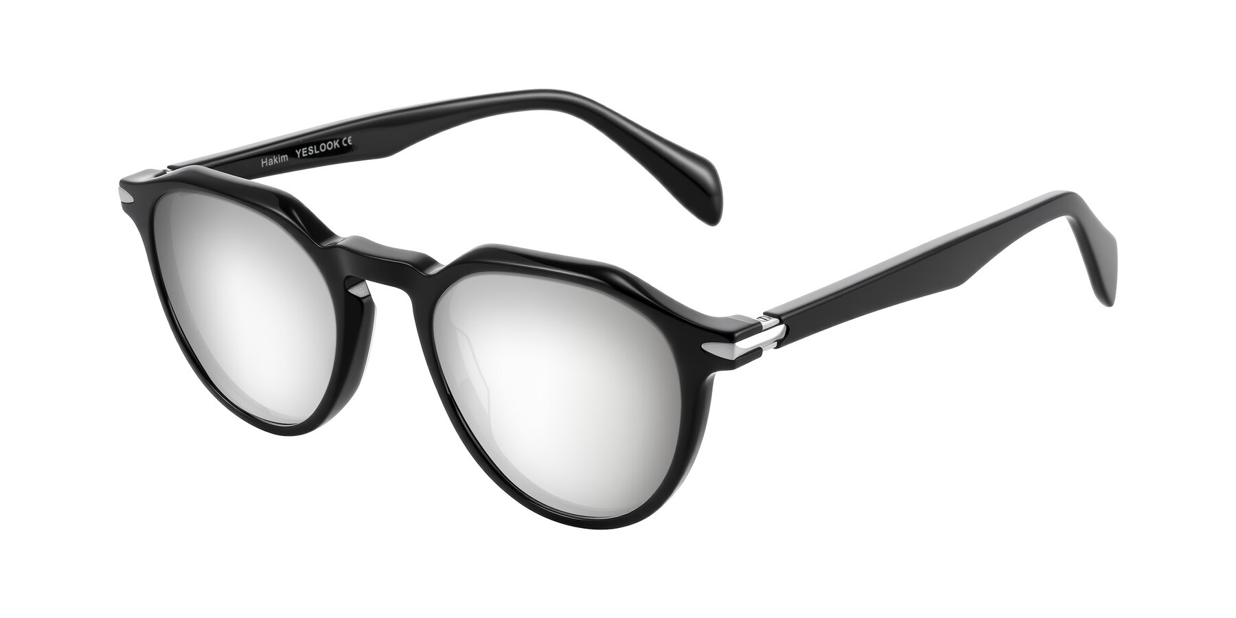 Angle of Hakim in Black with Silver Mirrored Lenses