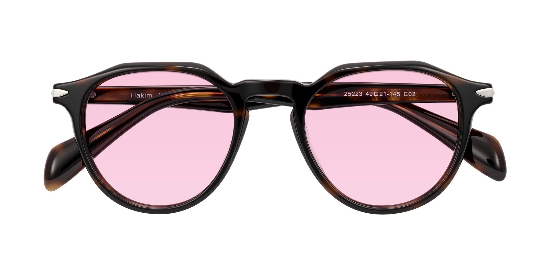Folded Front of Hakim in Tortoise with Light Pink Tinted Lenses
