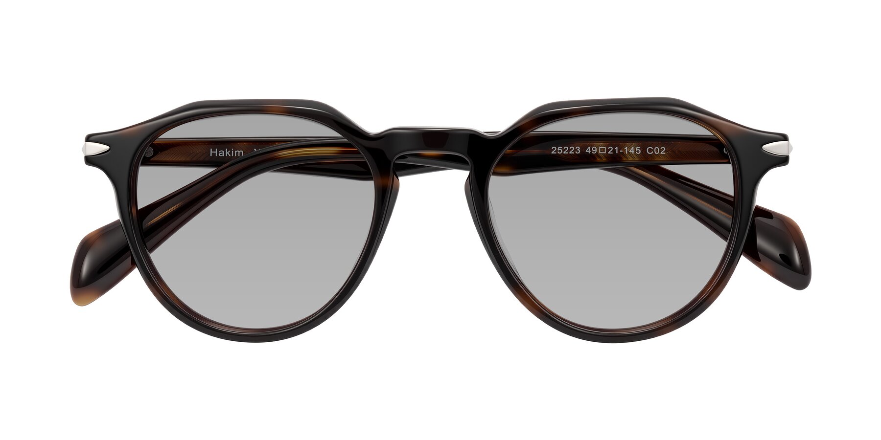 Folded Front of Hakim in Tortoise with Light Gray Tinted Lenses