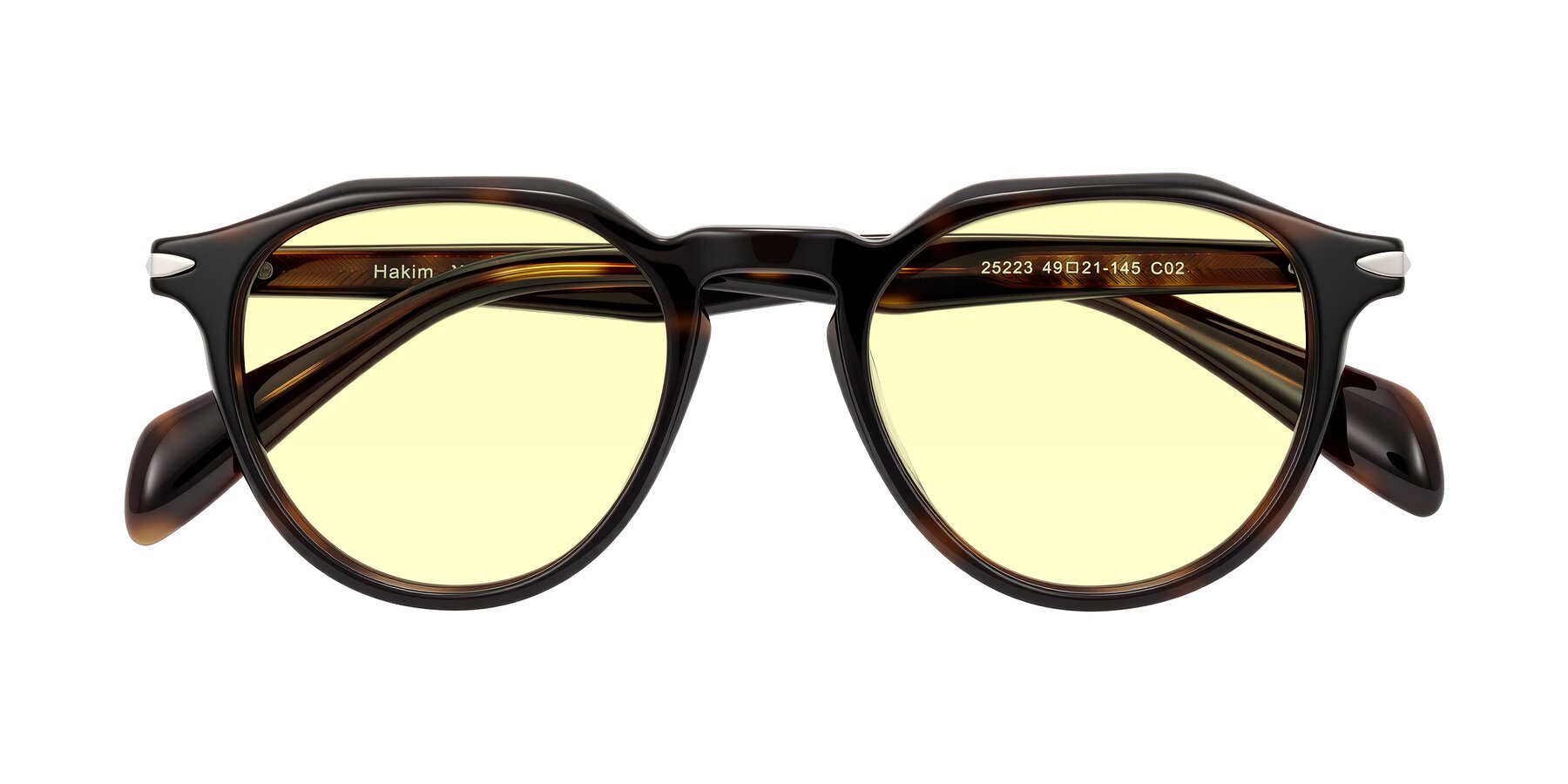 Folded Front of Hakim in Tortoise with Light Yellow Tinted Lenses