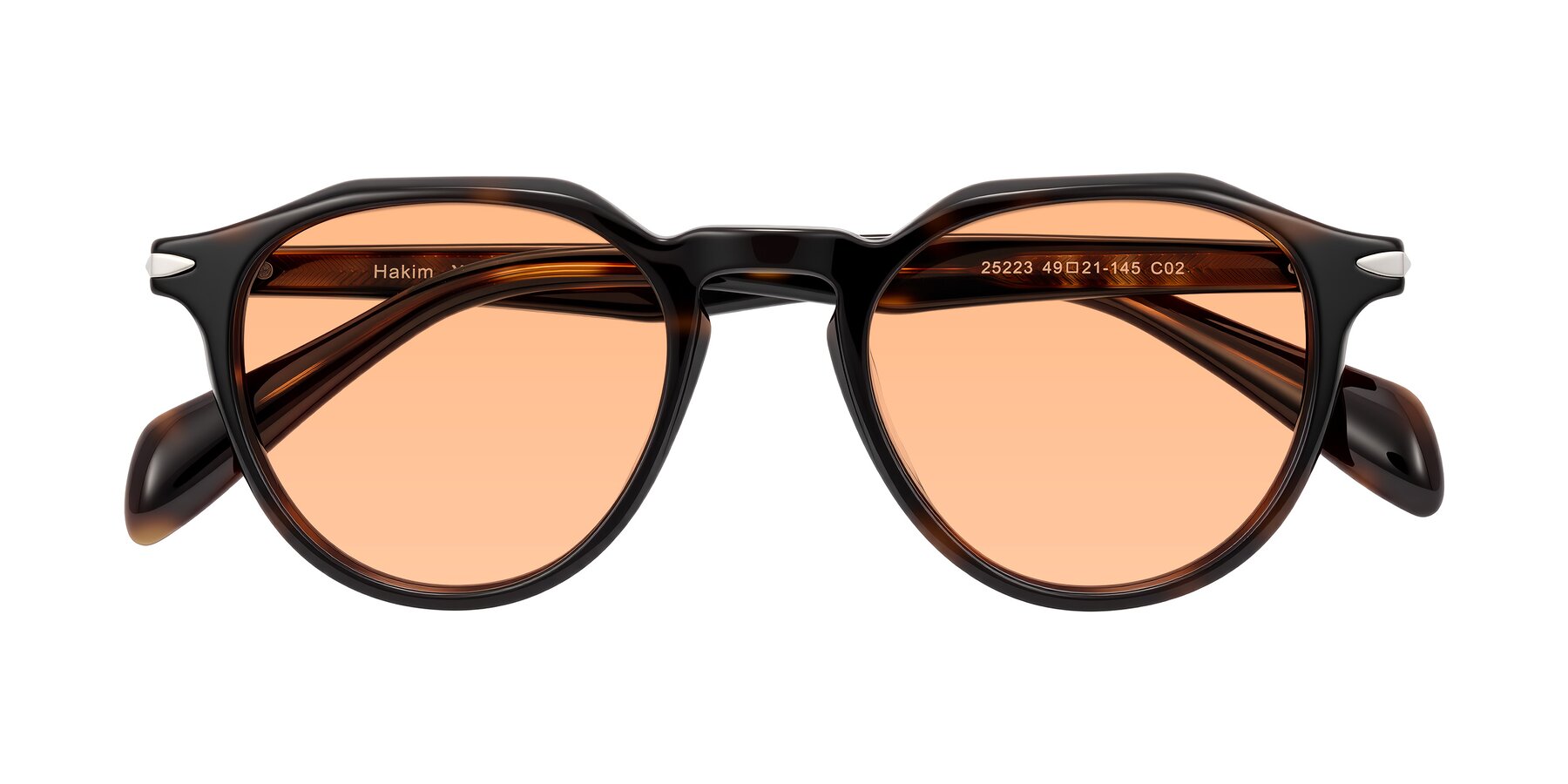 Folded Front of Hakim in Tortoise with Light Orange Tinted Lenses