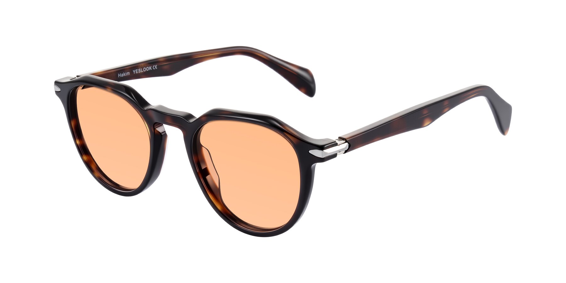 Angle of Hakim in Tortoise with Light Orange Tinted Lenses