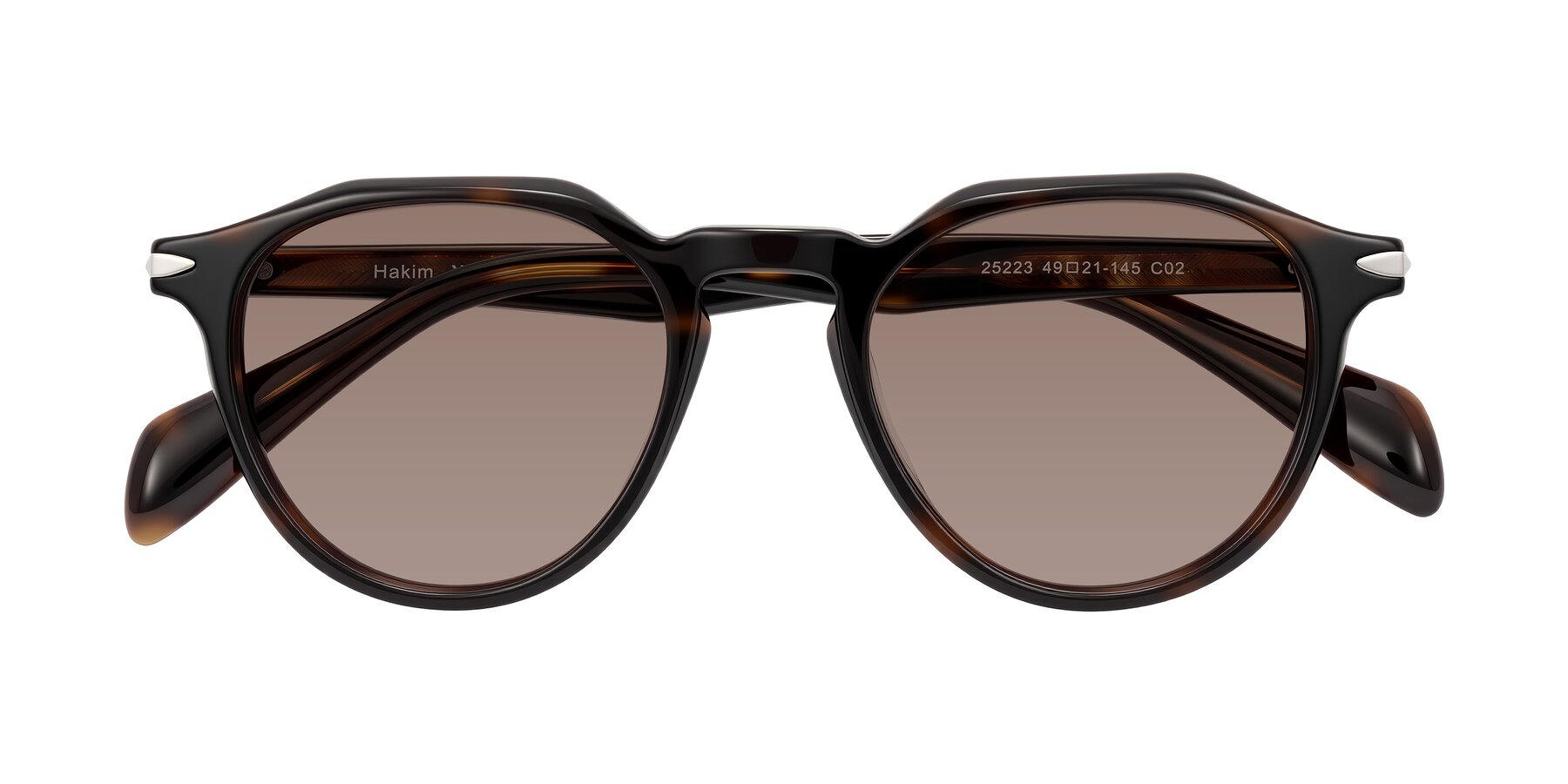 Folded Front of Hakim in Tortoise with Medium Brown Tinted Lenses