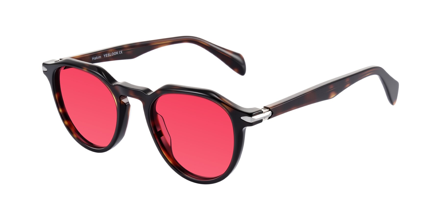 Angle of Hakim in Tortoise with Red Tinted Lenses