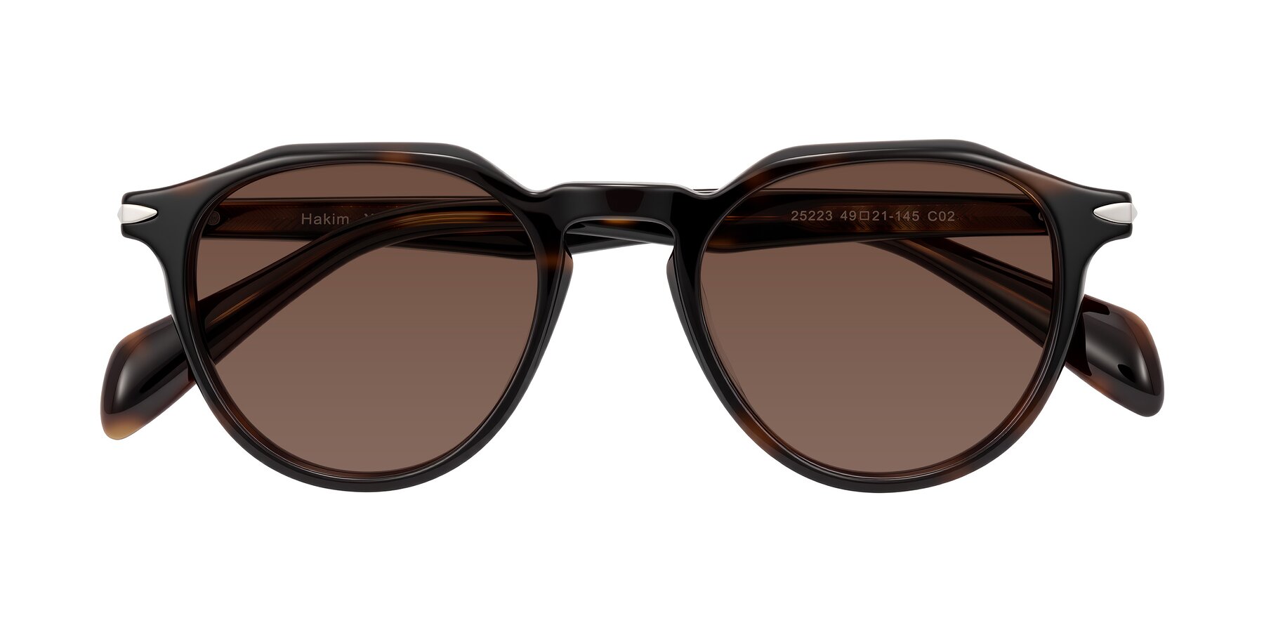 Folded Front of Hakim in Tortoise with Brown Tinted Lenses