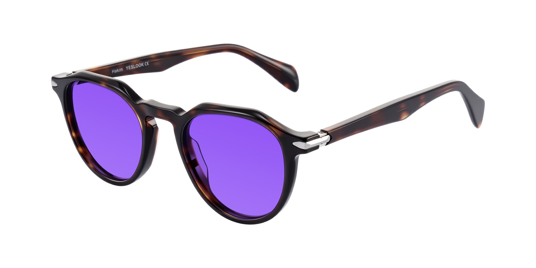 Angle of Hakim in Tortoise with Purple Tinted Lenses