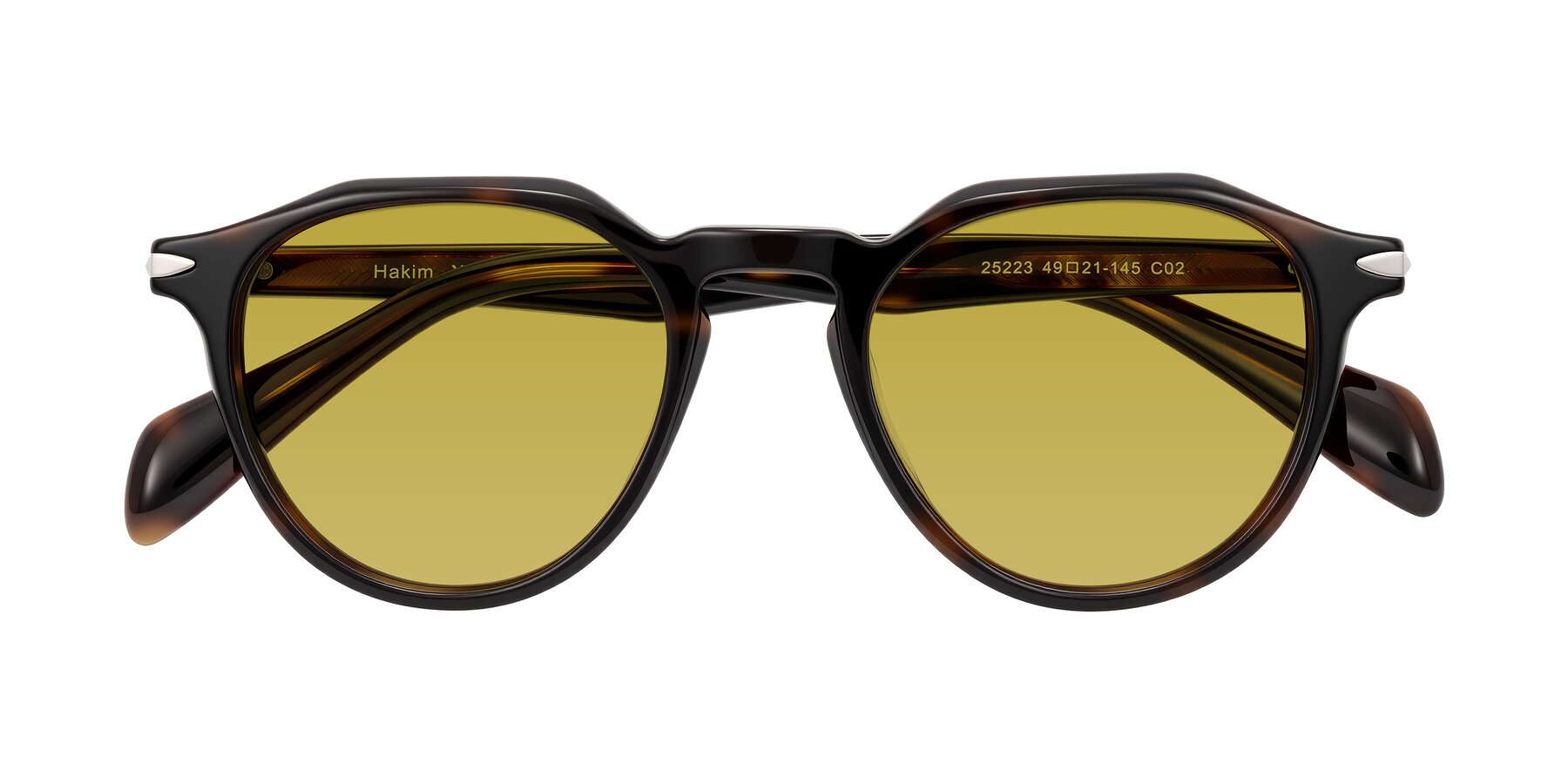 Folded Front of Hakim in Tortoise with Champagne Tinted Lenses