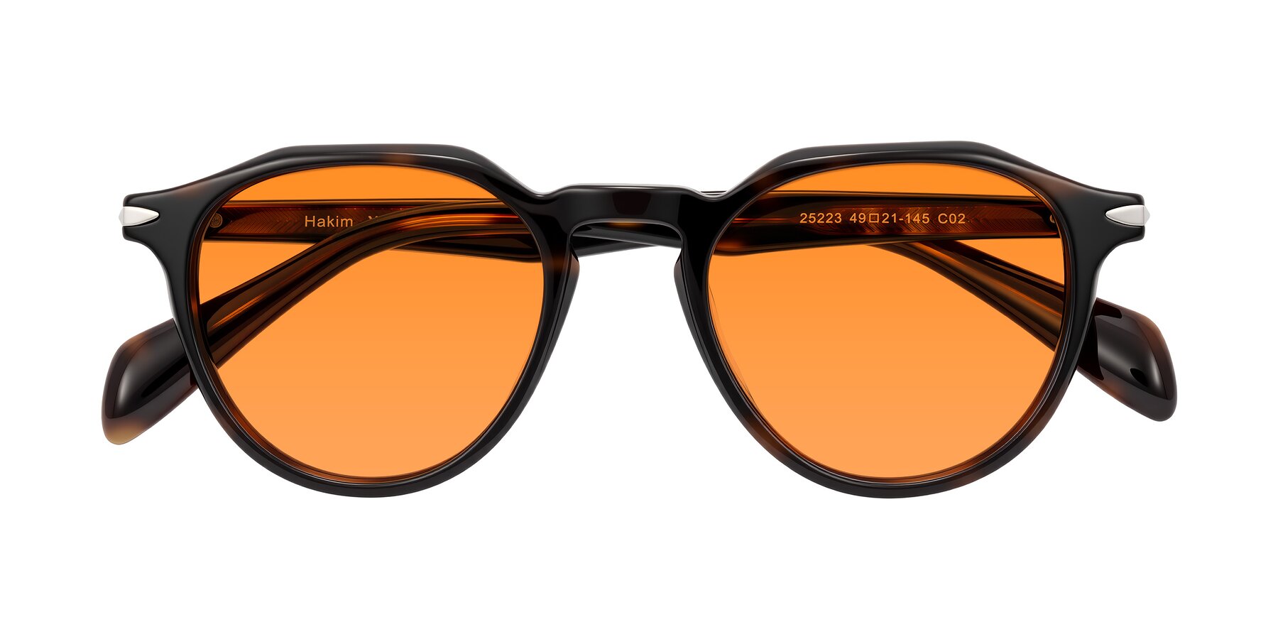 Folded Front of Hakim in Tortoise with Orange Tinted Lenses