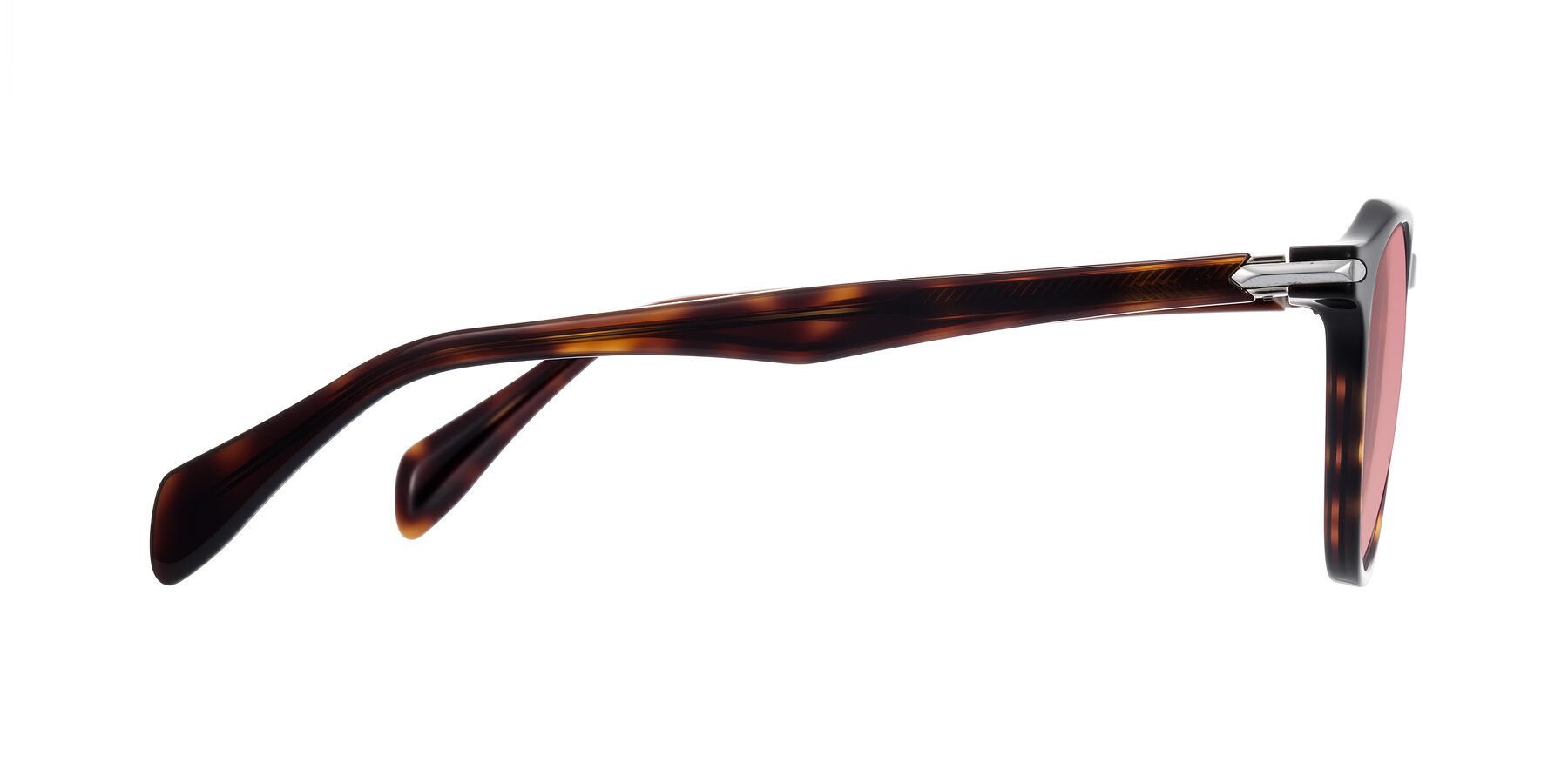 Side of Hakim in Tortoise with Medium Garnet Tinted Lenses