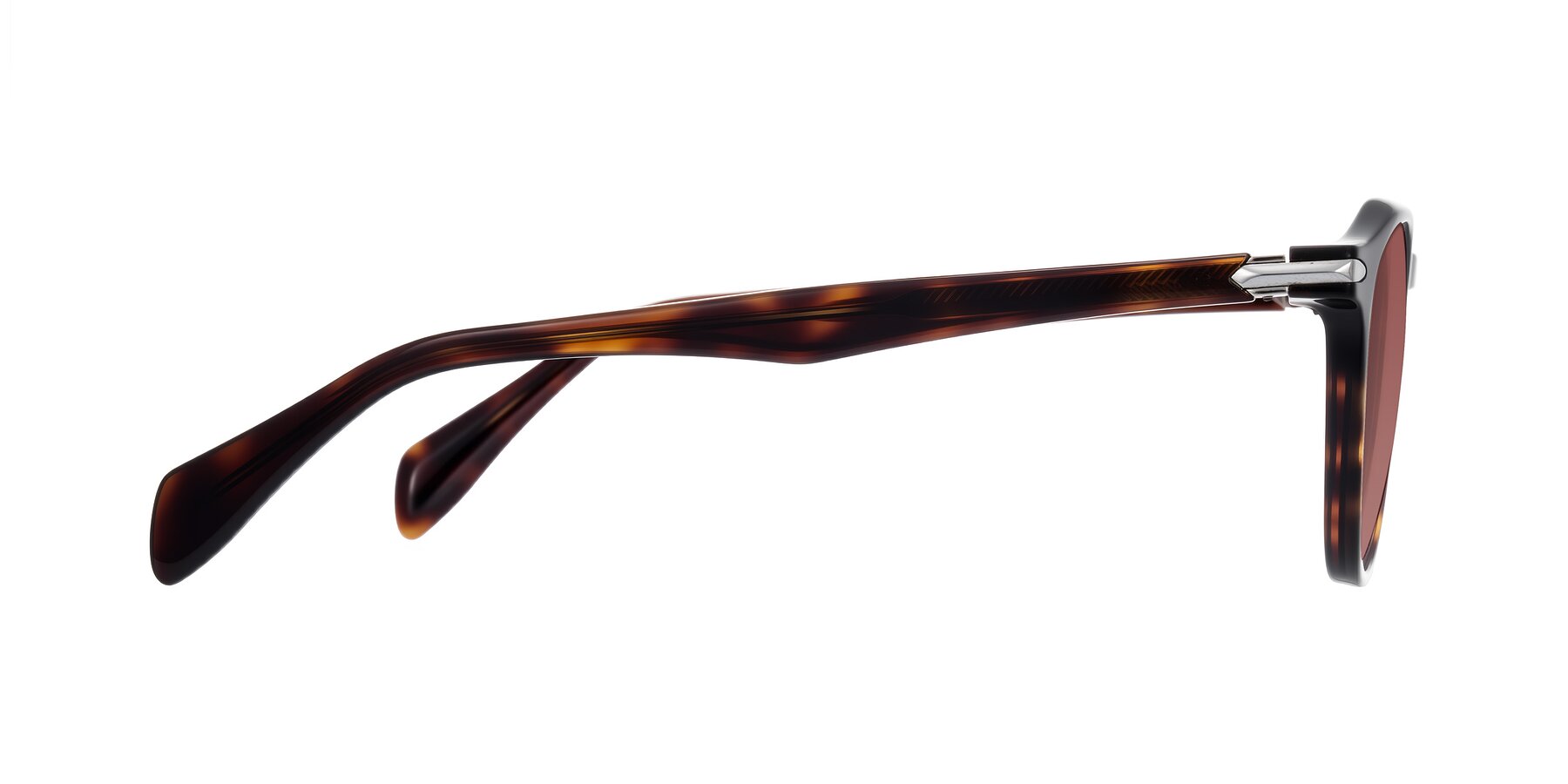 Side of Hakim in Tortoise with Garnet Tinted Lenses