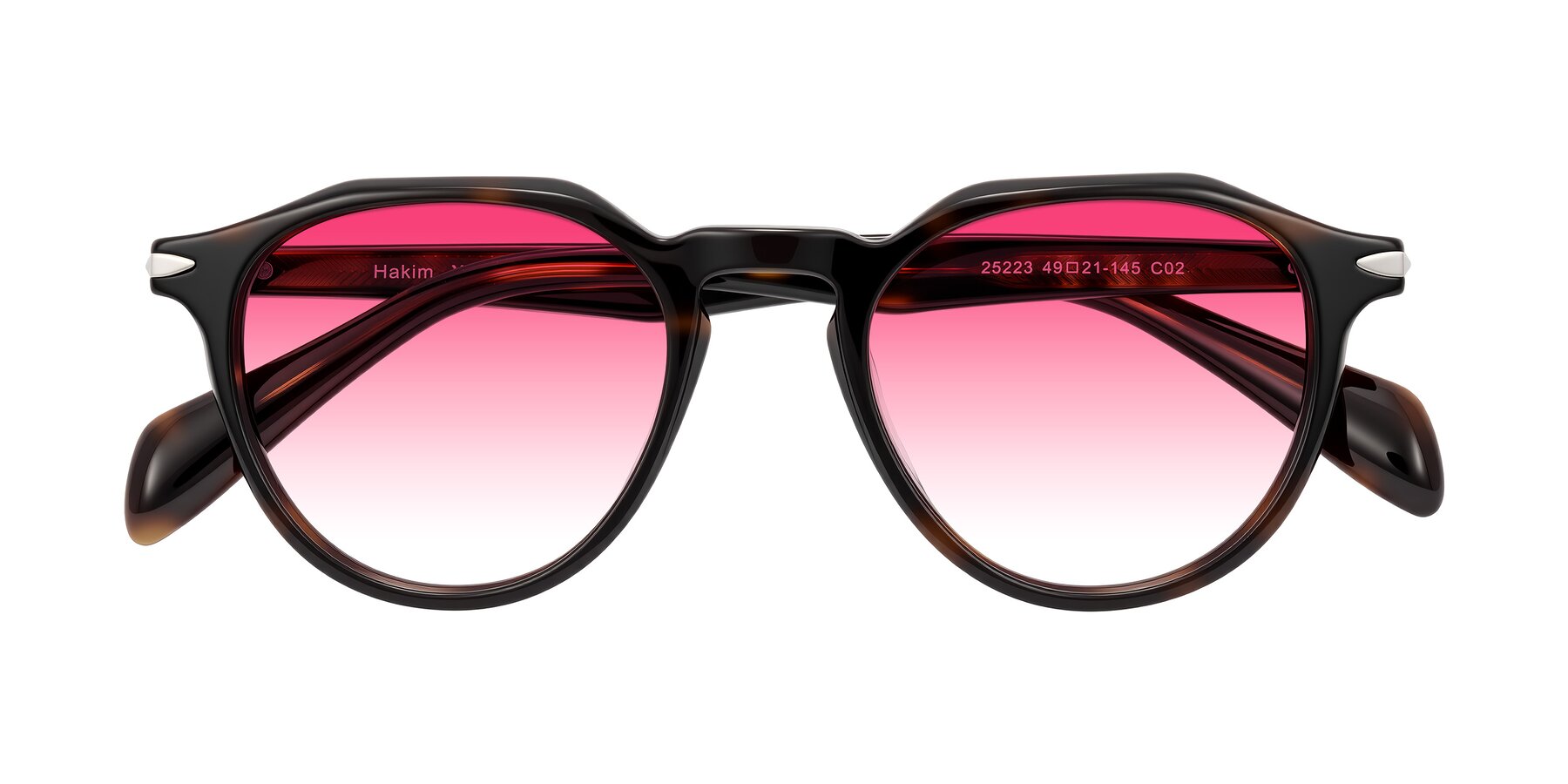 Folded Front of Hakim in Tortoise with Pink Gradient Lenses