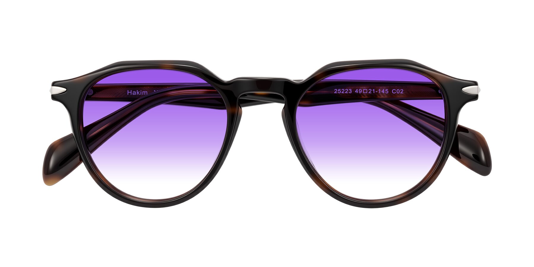 Folded Front of Hakim in Tortoise with Purple Gradient Lenses