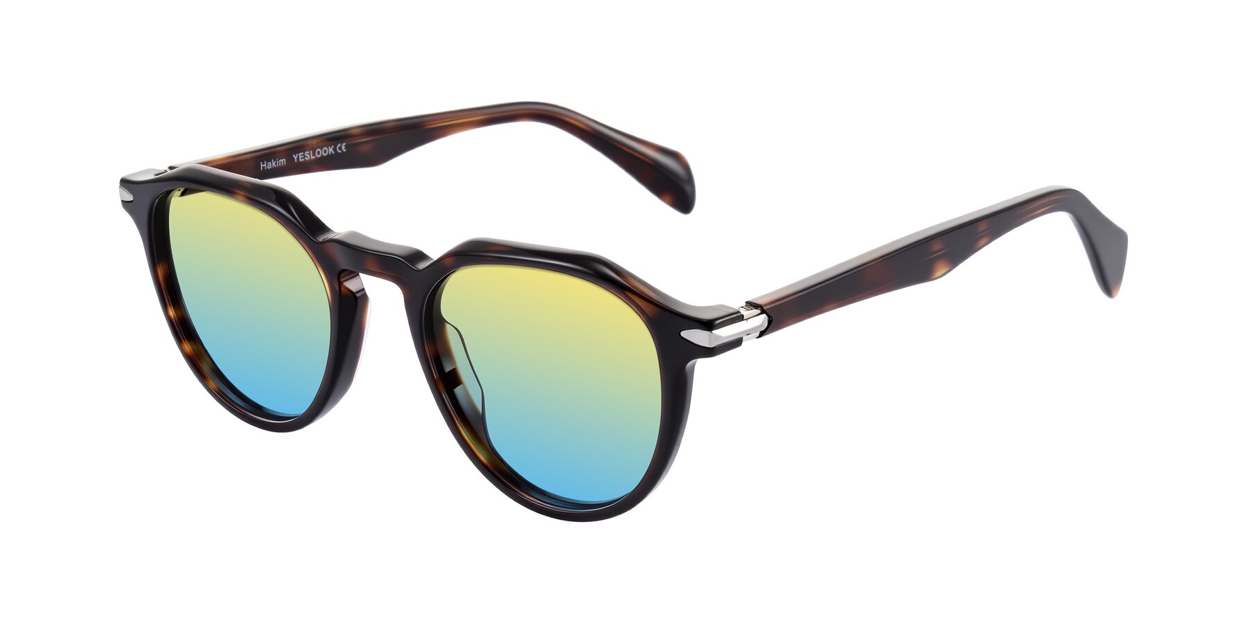Angle of Hakim in Tortoise with Yellow / Blue Gradient Lenses