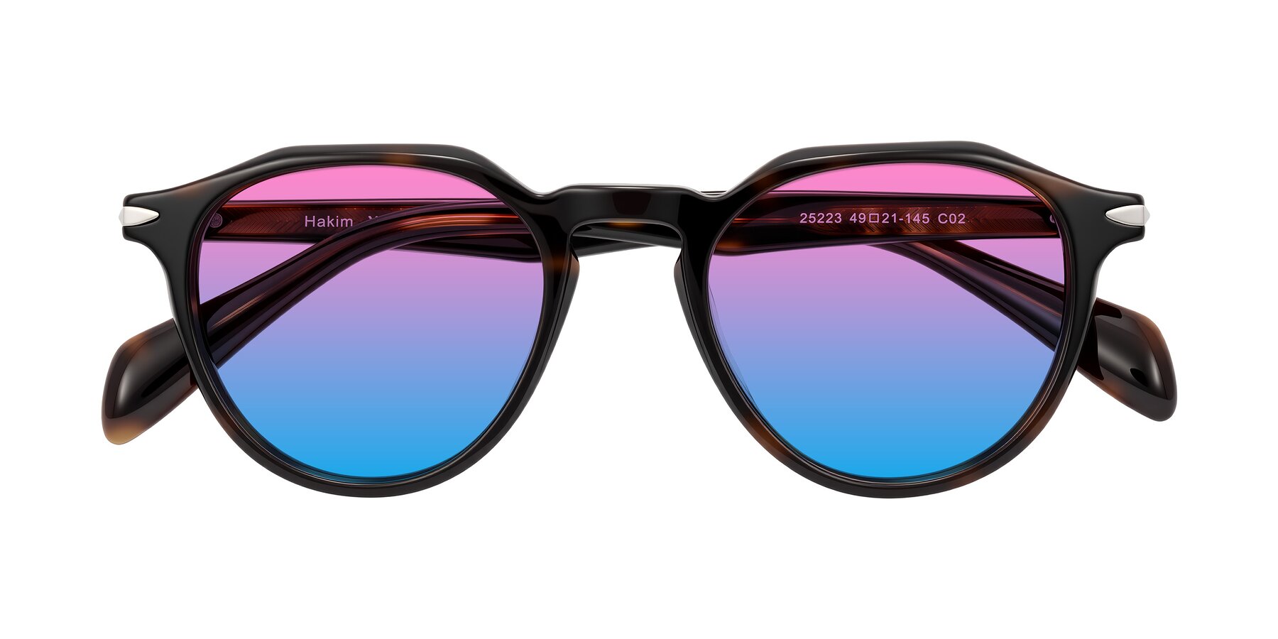 Folded Front of Hakim in Tortoise with Pink / Blue Gradient Lenses