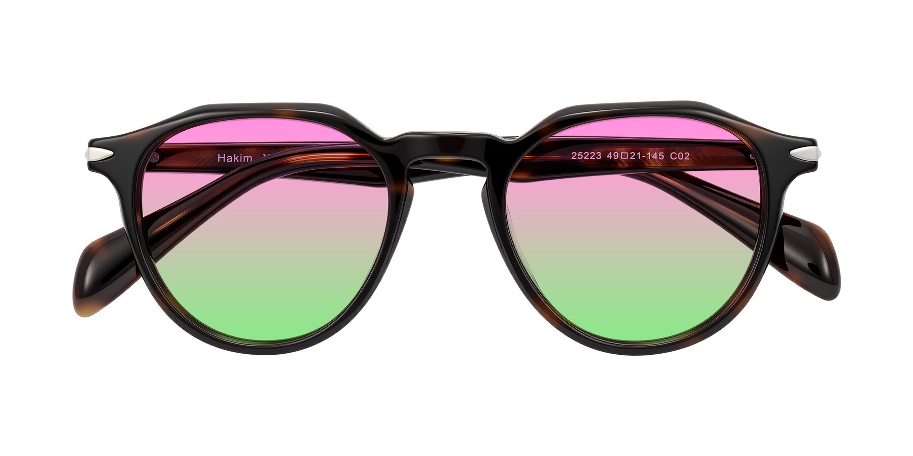 Folded Front of Hakim in Tortoise with Pink / Green Gradient Lenses