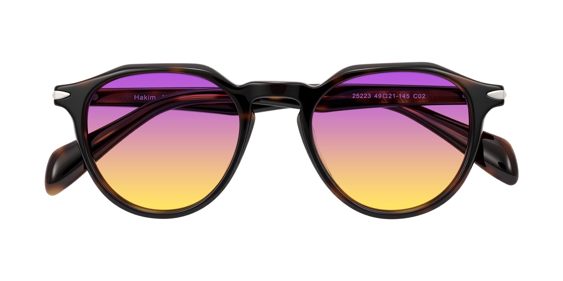 Folded Front of Hakim in Tortoise with Purple / Yellow Gradient Lenses