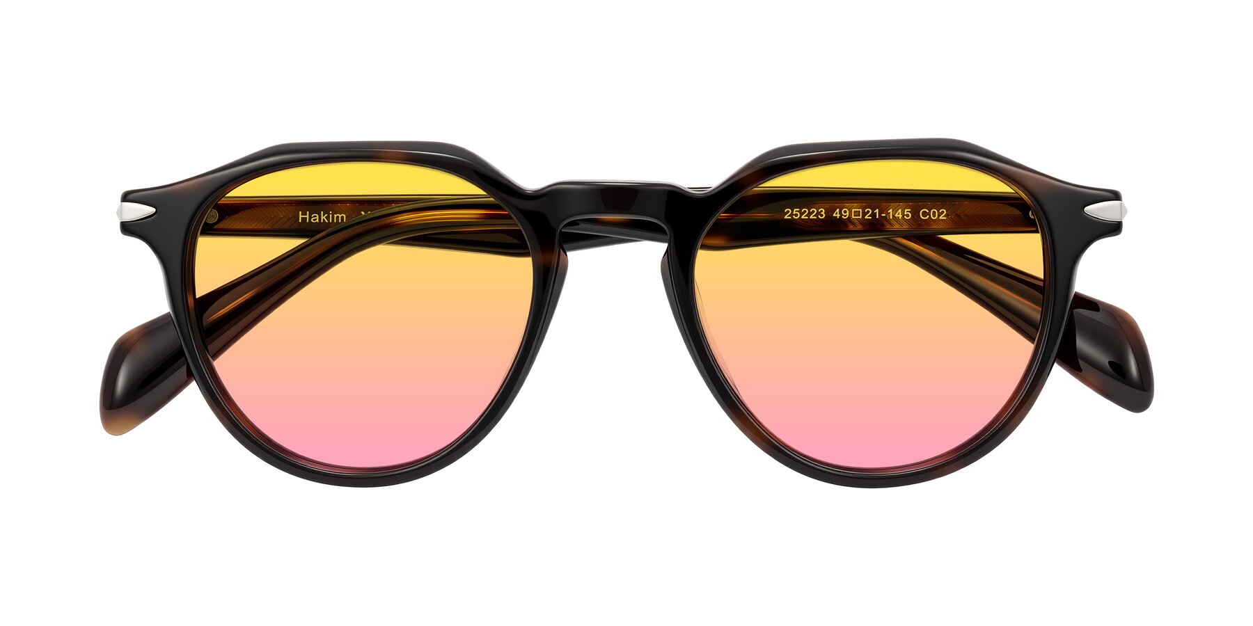 Folded Front of Hakim in Tortoise with Yellow / Pink Gradient Lenses