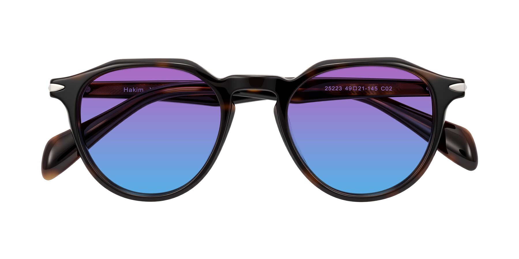 Folded Front of Hakim in Tortoise with Purple / Blue Gradient Lenses
