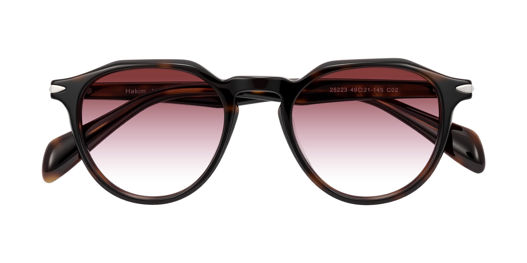 Folded Front of Hakim in Tortoise with Garnet Gradient Lenses