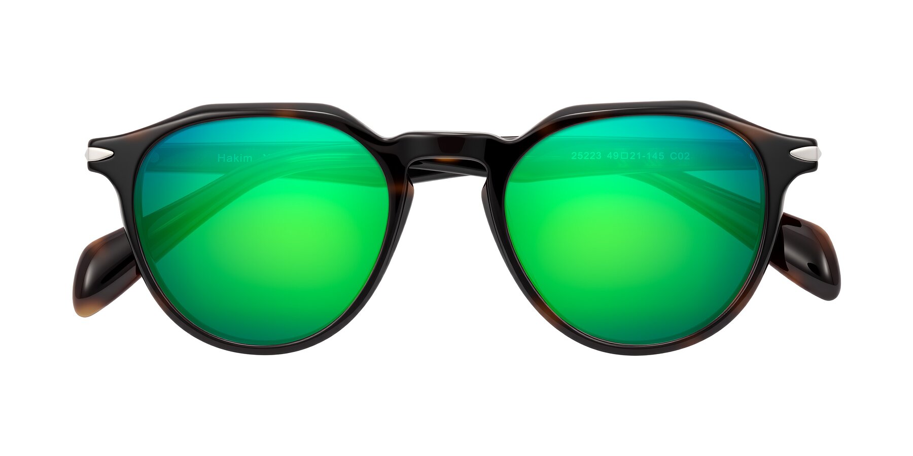 Folded Front of Hakim in Tortoise with Green Mirrored Lenses