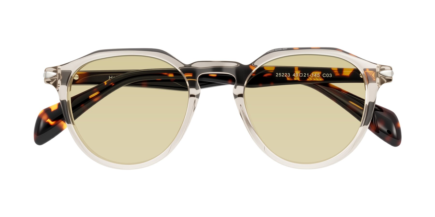 Folded Front of Hakim in Champagne/Tortoise with Light Champagne Tinted Lenses