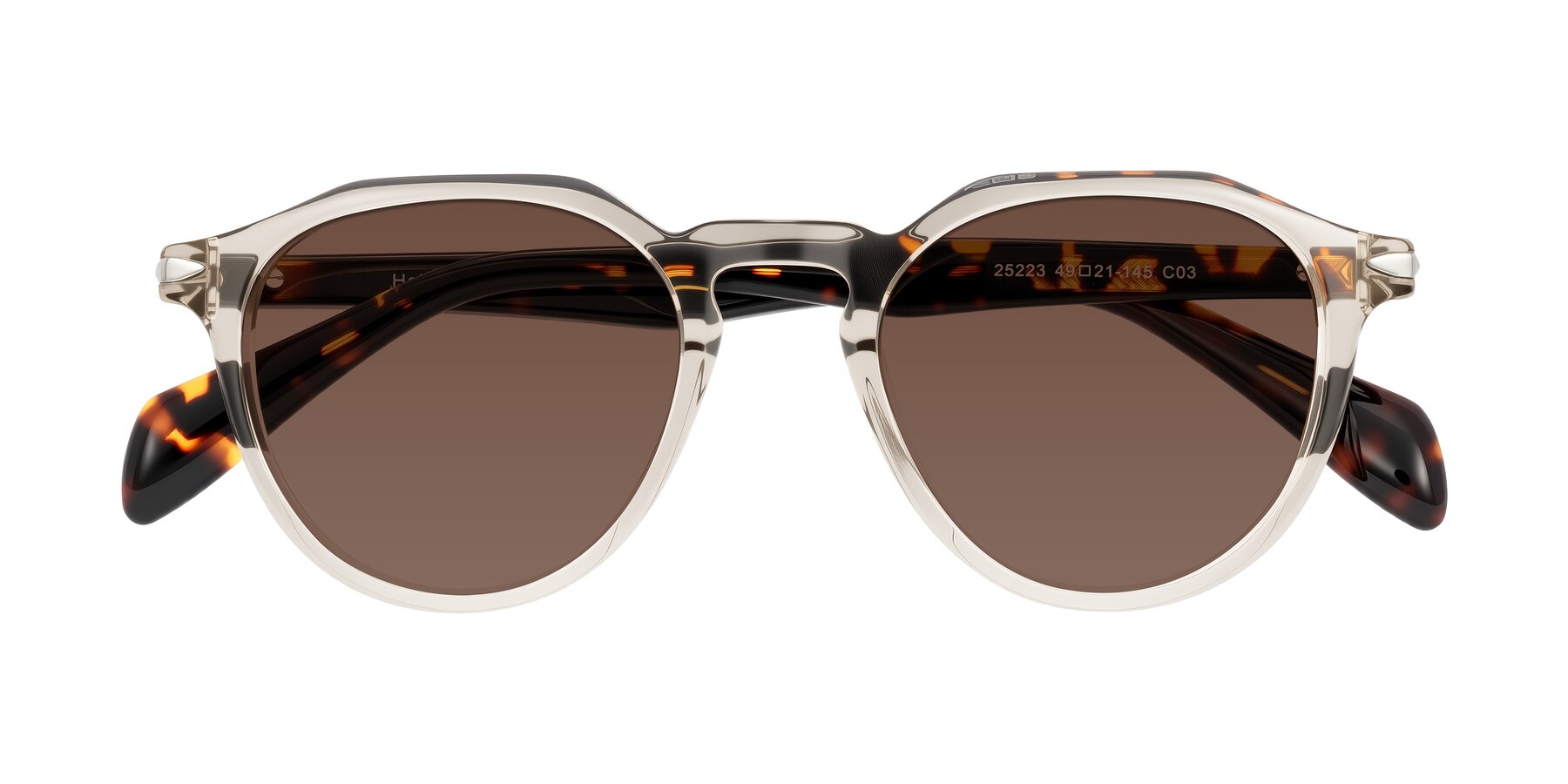 Folded Front of Hakim in Champagne/Tortoise with Brown Tinted Lenses