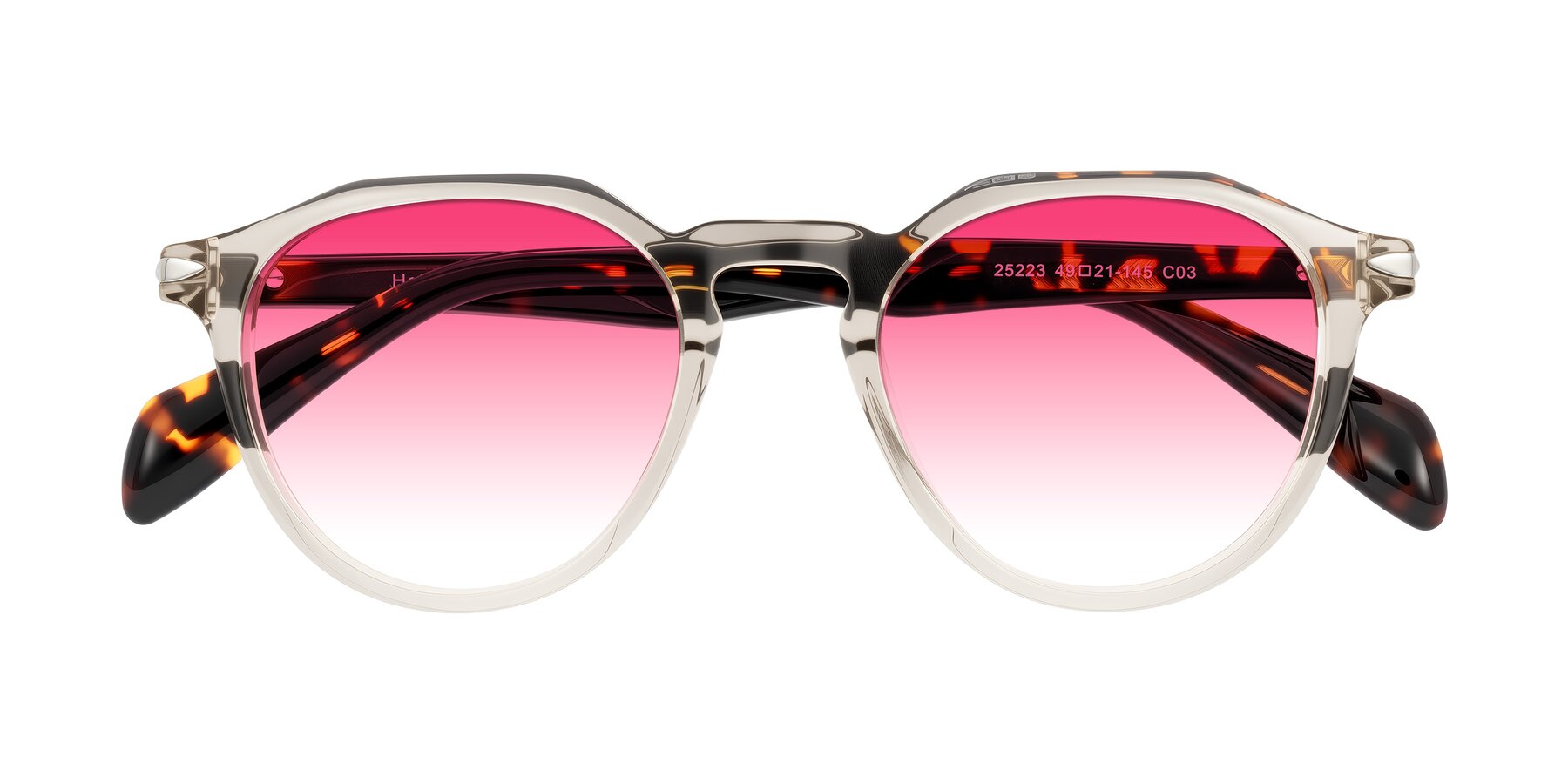 Folded Front of Hakim in Champagne/Tortoise with Pink Gradient Lenses