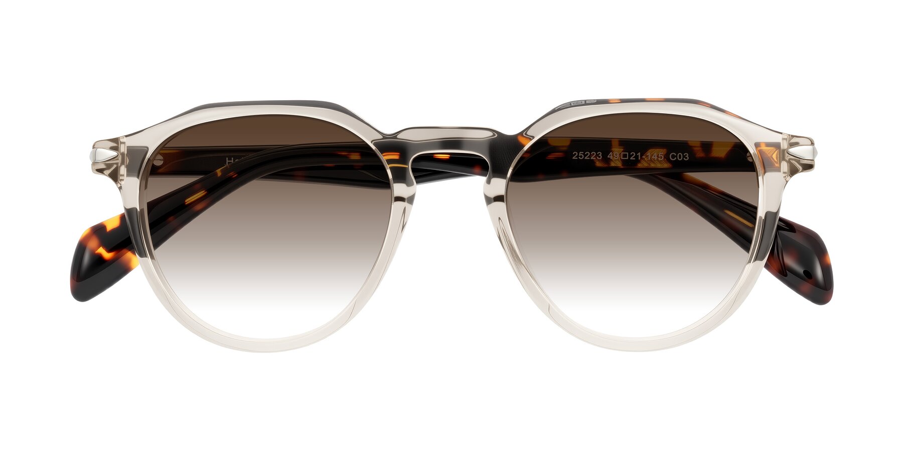 Folded Front of Hakim in Champagne/Tortoise with Brown Gradient Lenses