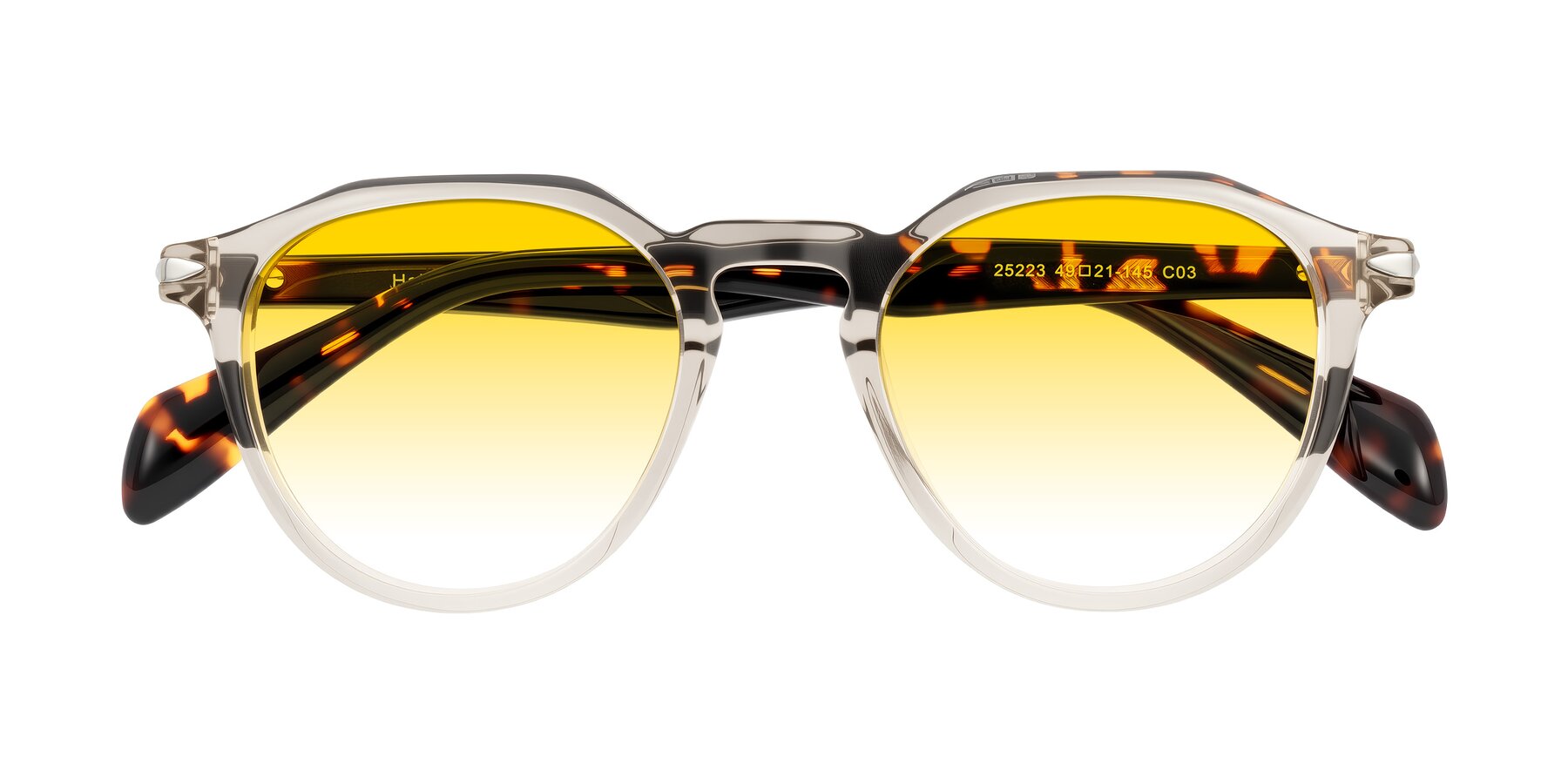 Folded Front of Hakim in Champagne/Tortoise with Yellow Gradient Lenses