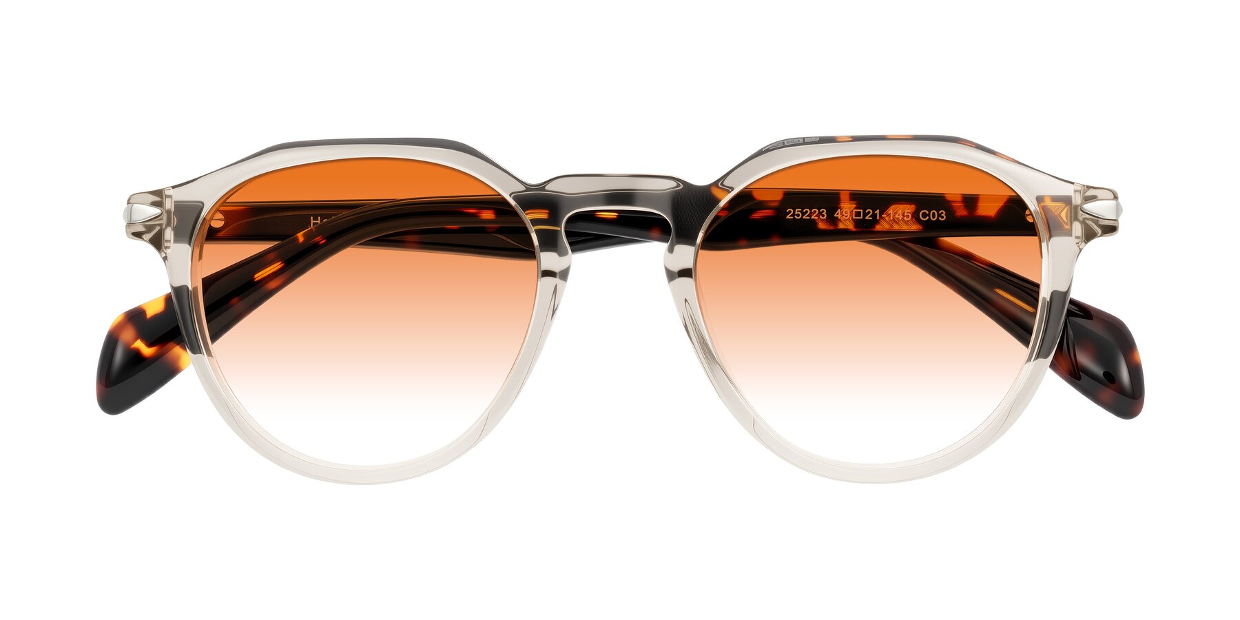 Folded Front of Hakim in Champagne/Tortoise with Orange Gradient Lenses