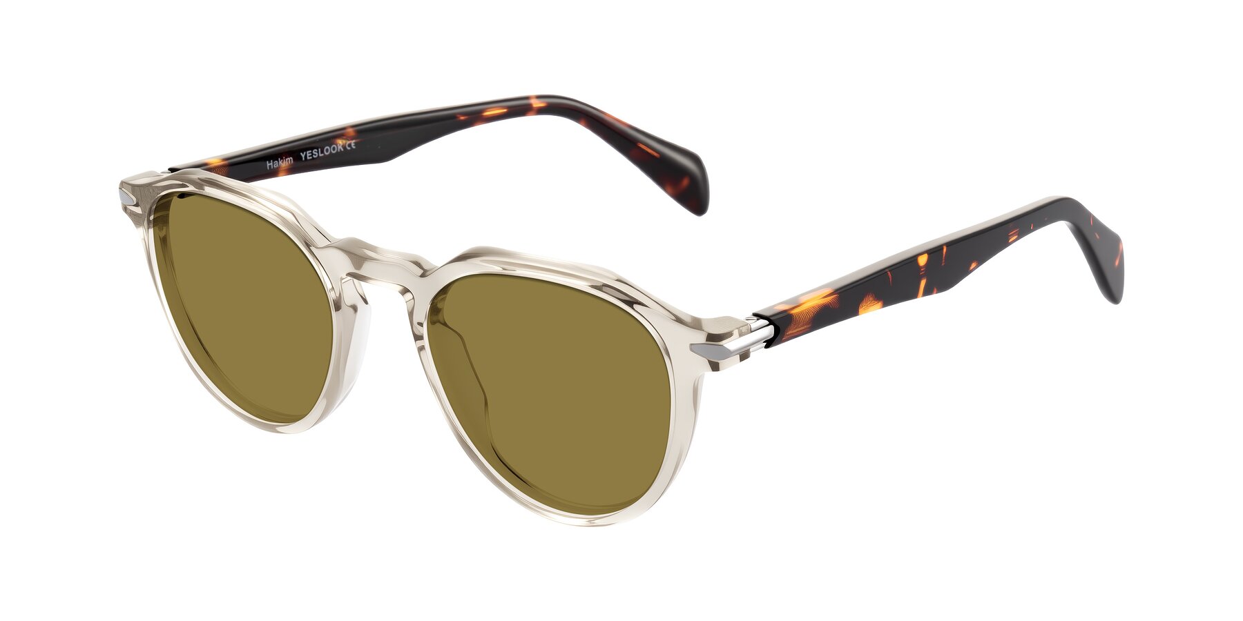 Angle of Hakim in Champagne/Tortoise with Brown Polarized Lenses