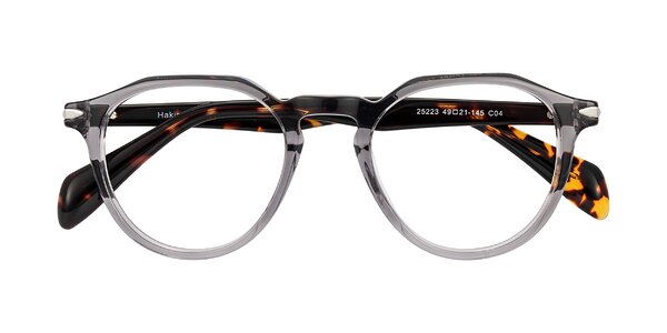 Front of Hakim in Crystal Gray Blue/Tortoise