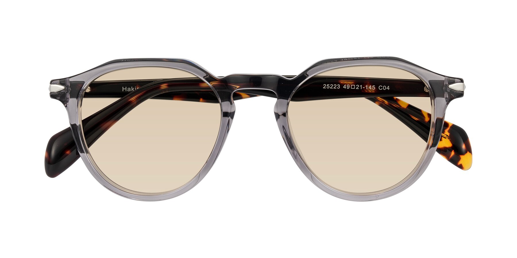 Folded Front of Hakim in Crystal Gray Blue/Tortoise with Light Brown Tinted Lenses
