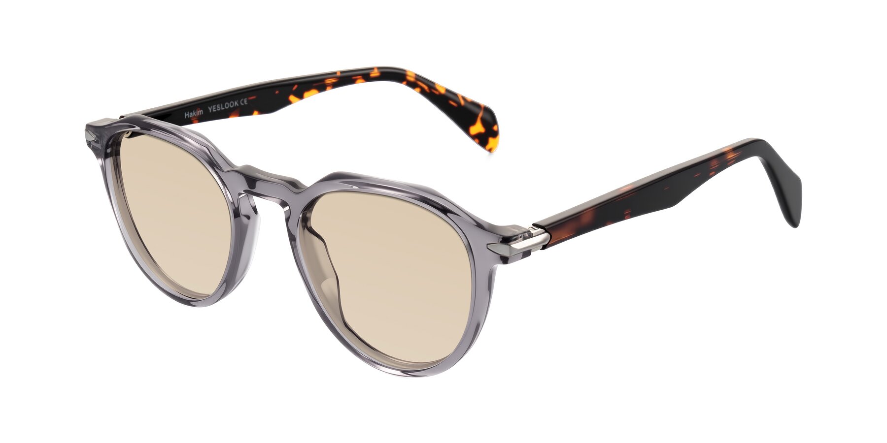 Angle of Hakim in Crystal Gray Blue/Tortoise with Light Brown Tinted Lenses