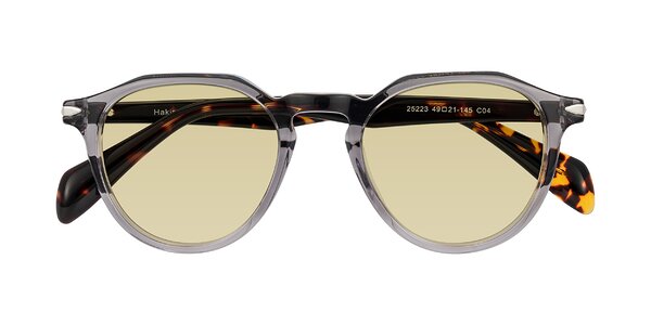 Front of Hakim in Crystal Gray Blue/Tortoise