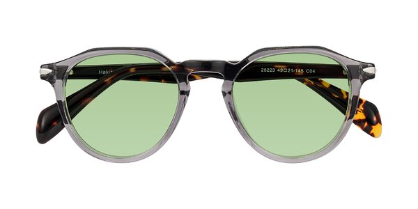Front of Hakim in Crystal Gray Blue/Tortoise