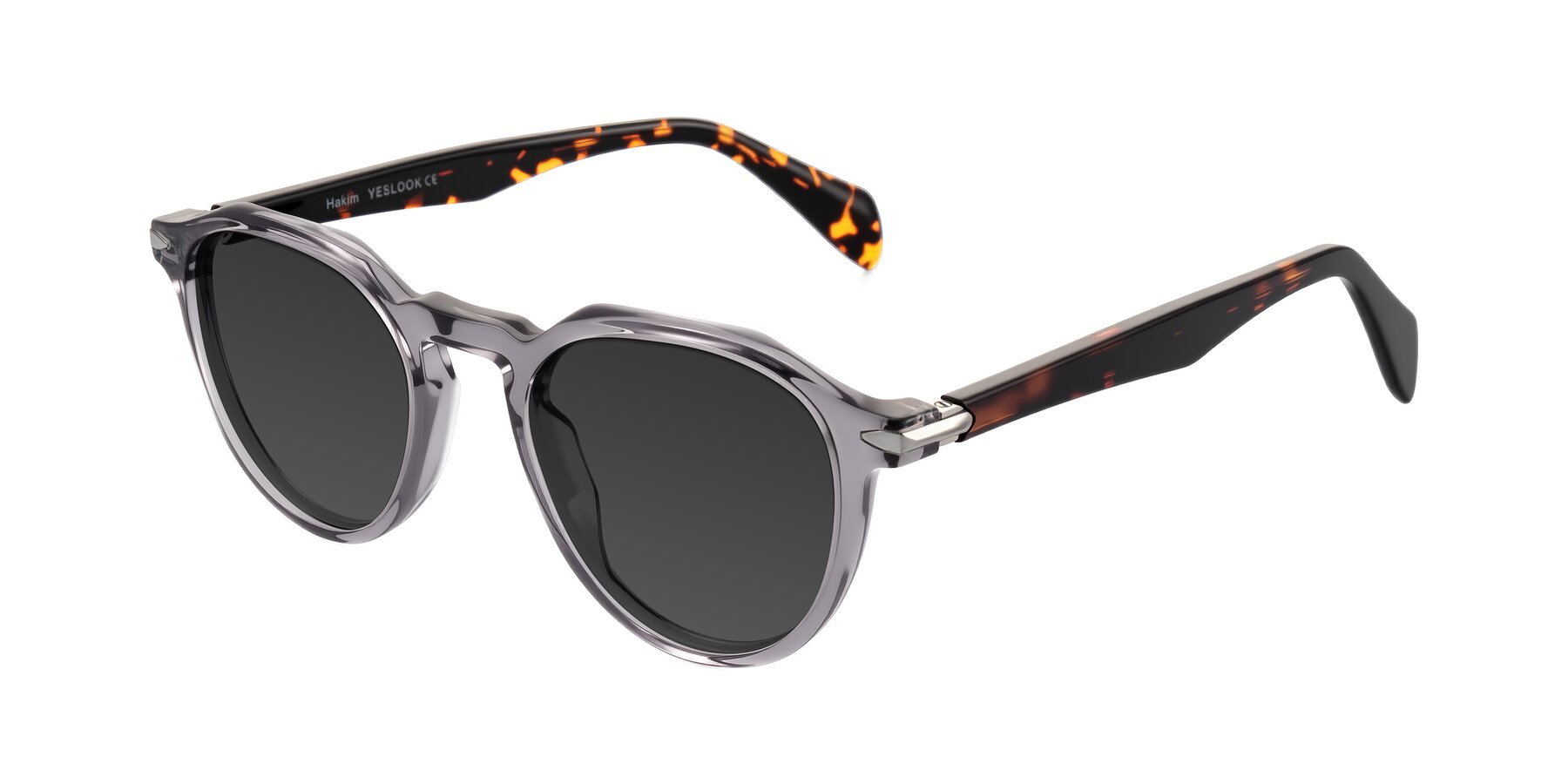 Angle of Hakim in Crystal Gray Blue/Tortoise with Gray Tinted Lenses