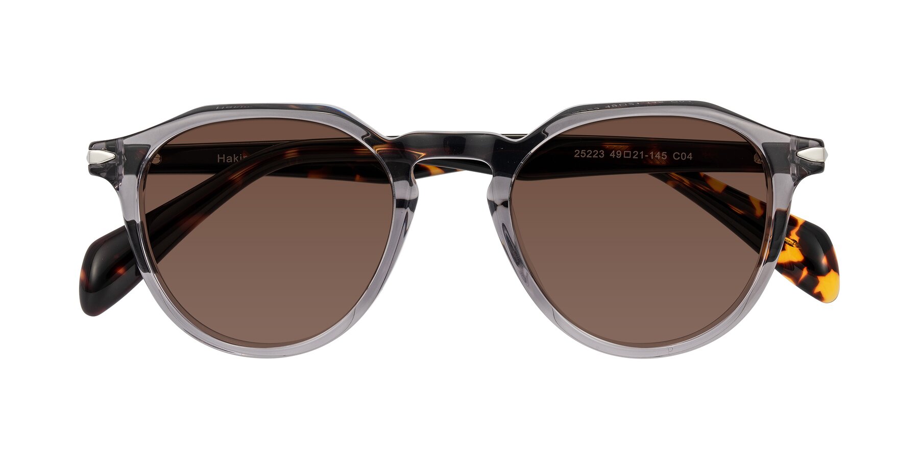 Folded Front of Hakim in Crystal Gray Blue/Tortoise with Brown Tinted Lenses