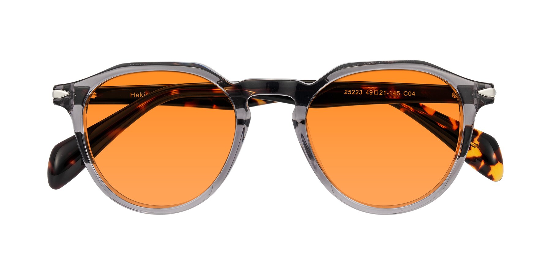 Folded Front of Hakim in Crystal Gray Blue/Tortoise with Orange Tinted Lenses